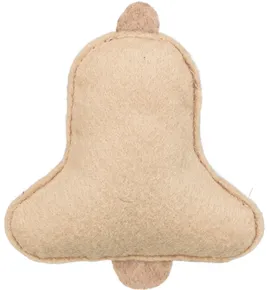 Vánoční zvoneček s catnipem, 9.5 cm, filc, béžová
